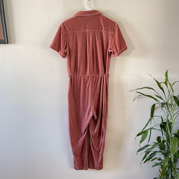 Rachel Antonoff Velvet Coveralls Jewelled Pink Drawstring Waist Womens X-Small - Picture 2 of 9